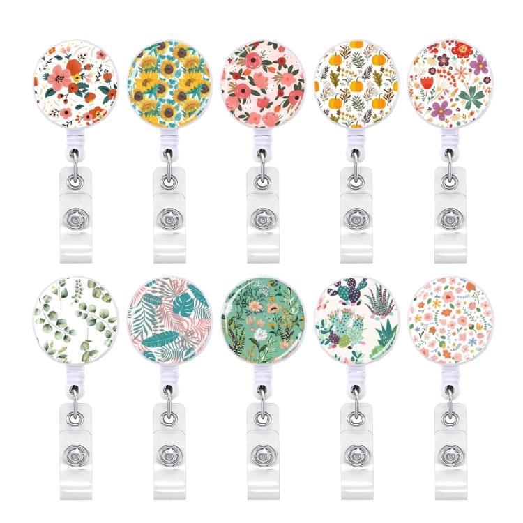 Retractable Badge Holder with Metal Clip Rotating ABS Badge Holder for Student Teacher Doctor Nurse Badge Holder