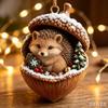 Creative Nut Shell Small Animal Pendants, Christmas Tree Artificial Hedgehog, Puppy, Sheep Ornaments for Festive Decoration