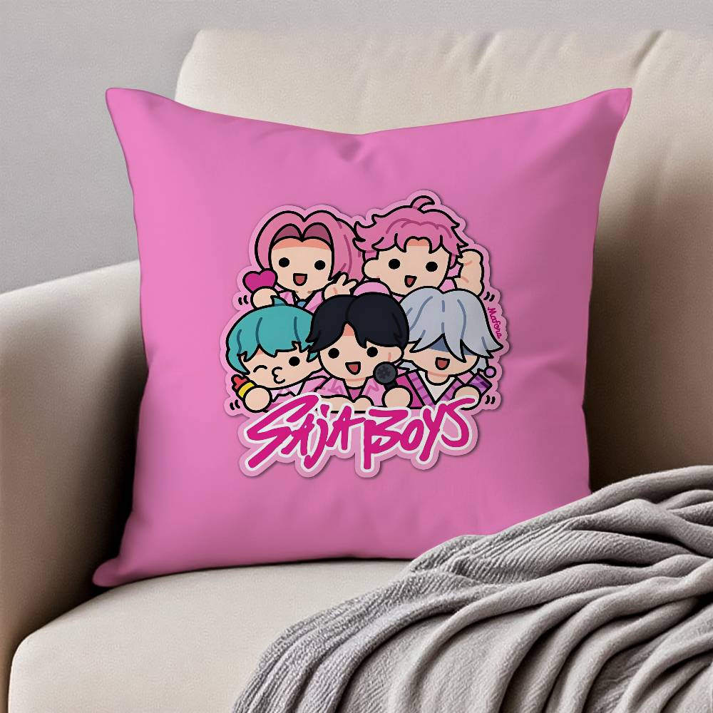 Movie S-Sajas B-Boys Pillow Case Anti-Dustmite Pillowcase Invisible Zipper Silky Short Plush Sofa Cushion Cover