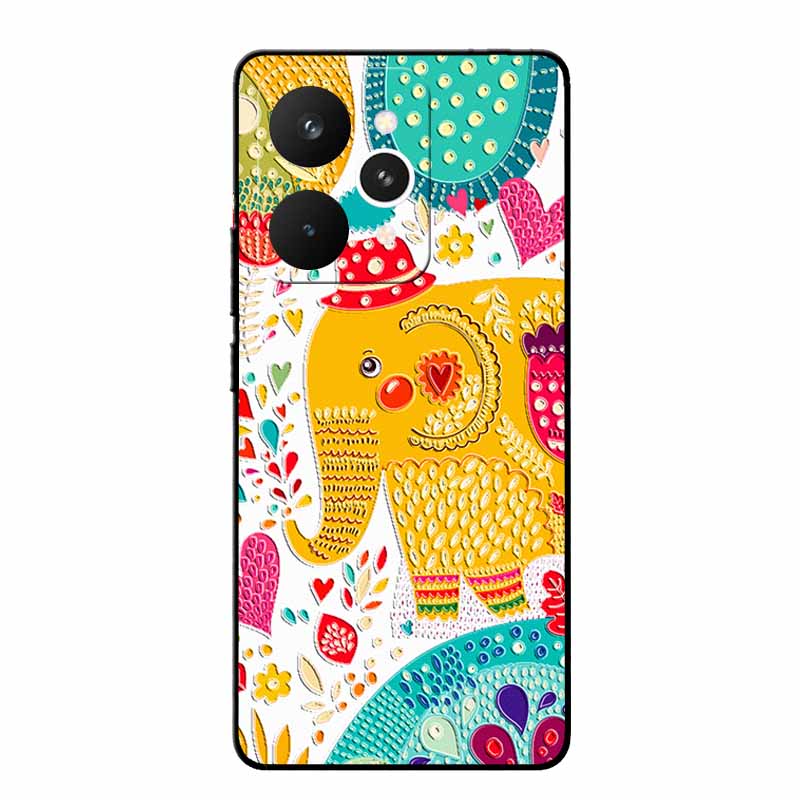 For Realme 15 Pro Cases 3D Relief Flower Emboss Black Silicone For Realme15 Pro 5G Back Cover Cartoon Funda Realme 15 Pro Bumper