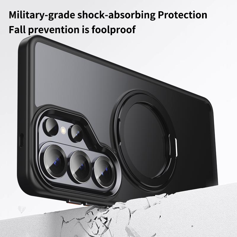360 Rotating Bracket Simple Magnetic Case For Samsung S26 Ultra S25 S24 Plus S23 S22 Comfortable Grip Shockproof Slim Cover