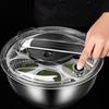 3.5 L Salad Spinner Manual Stainless Steel Vegetable Dehydrator Detachable Large Capacity Fruit Washer Restaurant