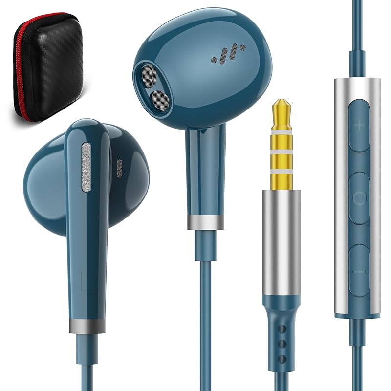 

earphones wired with microphone 3.5mm jack earbud earphones HiFi high quality Call available Volume adjustment Compatible with iphone6/6s Compatible