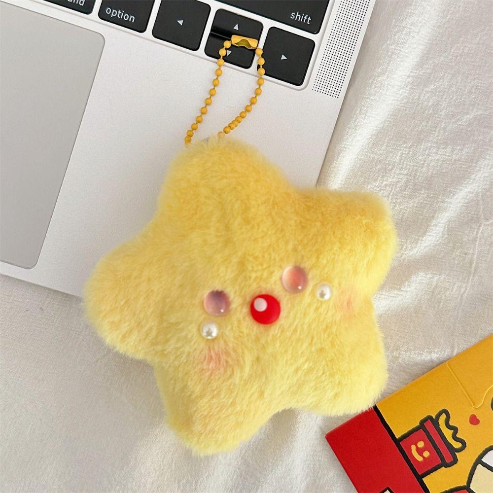 Cartoon Squeeze Plush Keychain Soft Chirping Star Pendant Cute Squeak Star Doll  Backpack Decor