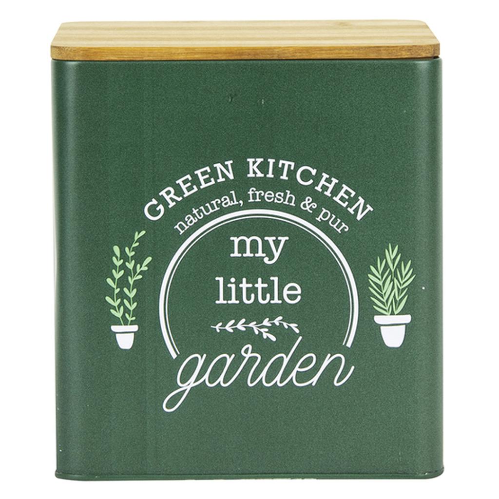 Les Trésors De Lily [A2258] - Kovová drevená krabička 'Moja malá záhrada' zelená - 16x14x14 cm