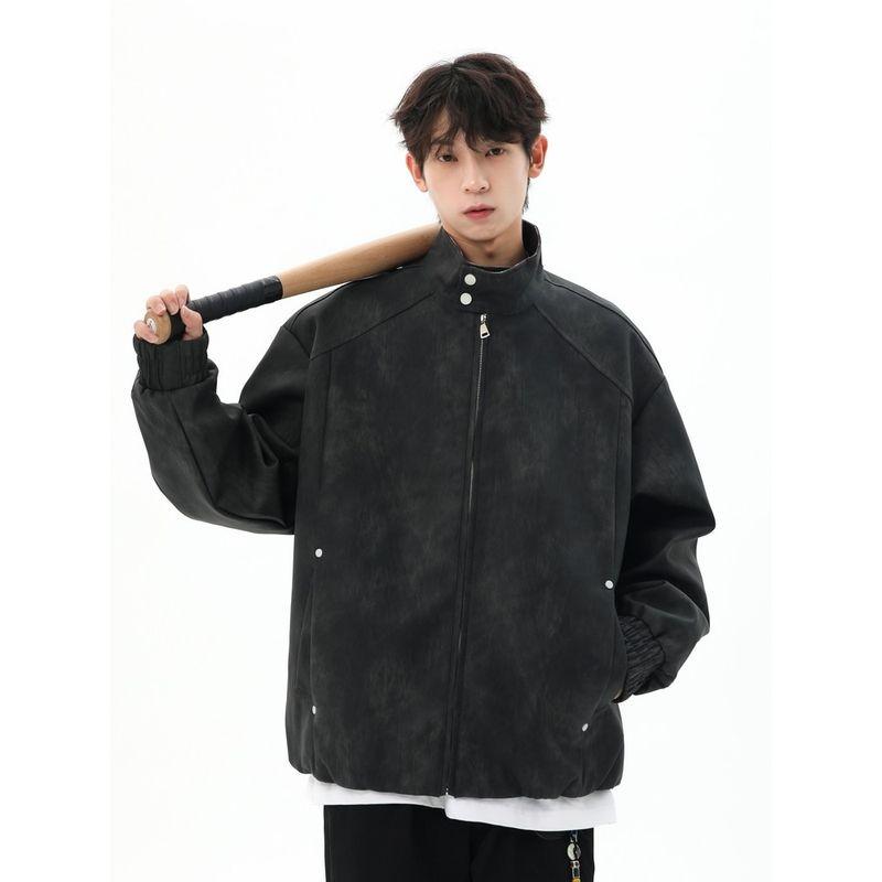 Wassup American High Street Retro Lapel Leather Jacket Men's Loose Biker Cool Autumn and Winter High-End Jacket