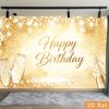 2D Flat Design, 1 Piece Per Pack, Golden Watercolor Champagne Banner - for Hanging As a Background, for Birthday Celebration