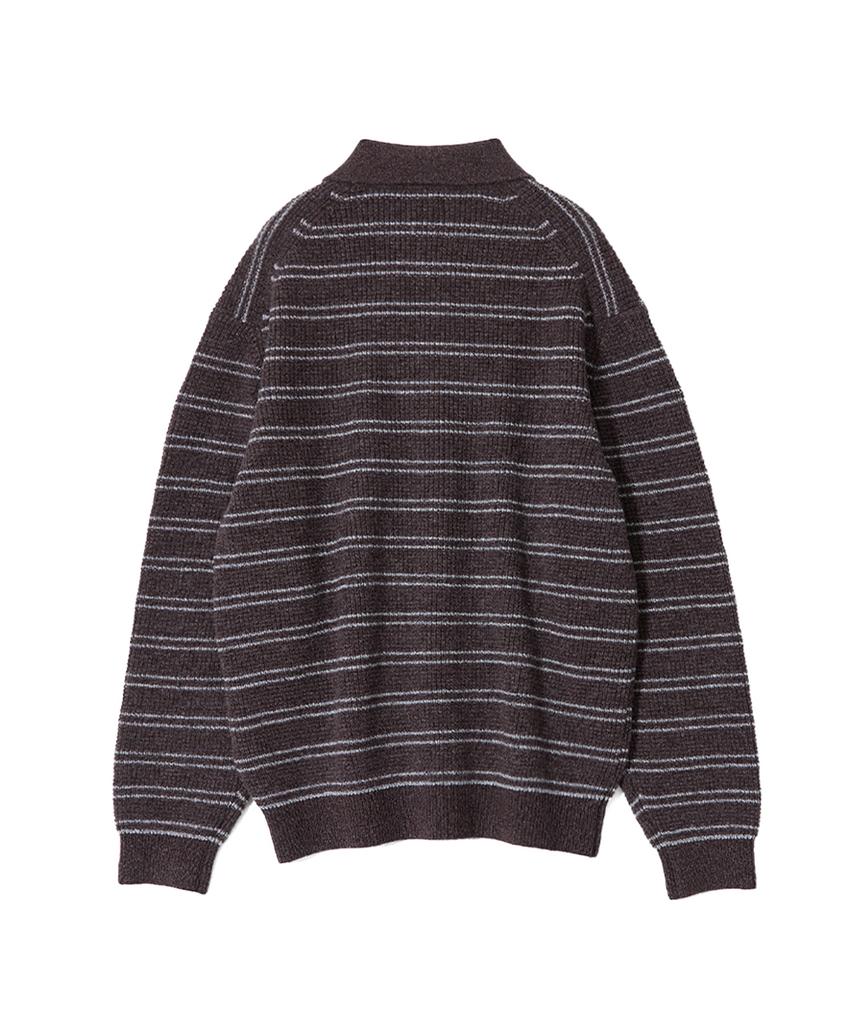 HORLISUN Casey Border Knit Pullover Melange Brown
