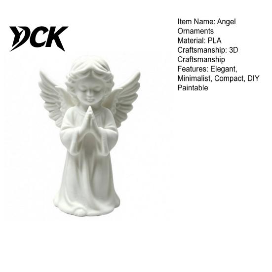 3D Printed PLA Art Praying Angel Figurine, White Statue, DIY Paintable Holy Figurine Cherub Sculpture, Christmas Tabletop Home Office Decor, Religious