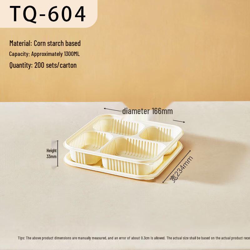 Divided Corn Starch Disposable Lunch Box