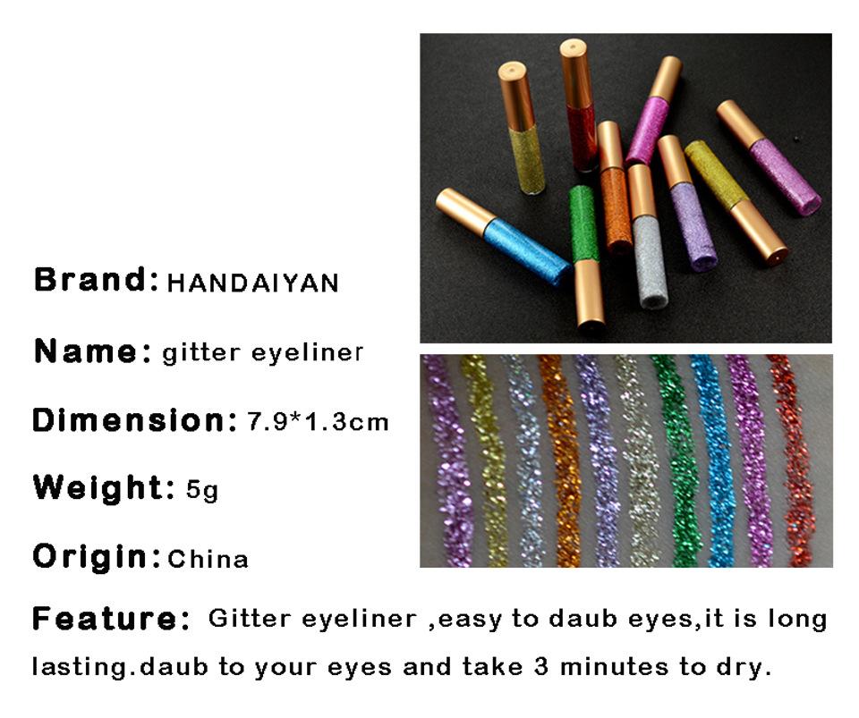 New Women Glitter Liquid Glitter Eyeliner Shiny Eye Liners Glitter Liquid Shining Waterproof Eyeshadow Makeup Liquid Eyeliner