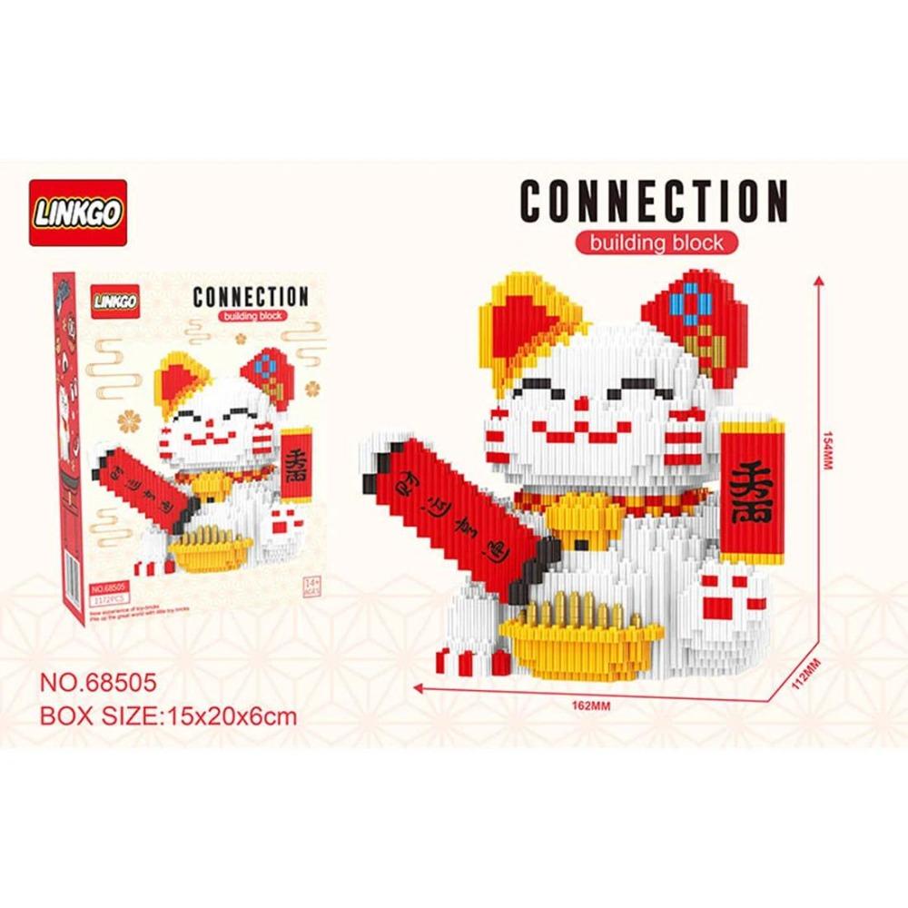 Funny Lucky Cat Diamond Building Blocks Welcoming Money Rich Cat Assembled Mini Bricks Decorations Toy For New Year Gift