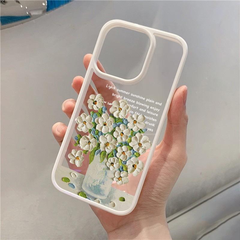 Handyhülle für Samsung Galaxy A06 S25 S24 S23 S22 Ultra S24 FE A16 A54 A35 A15 A55 A52 A34 5G Kunst Ölgemalte Blumen Rahmenhülle