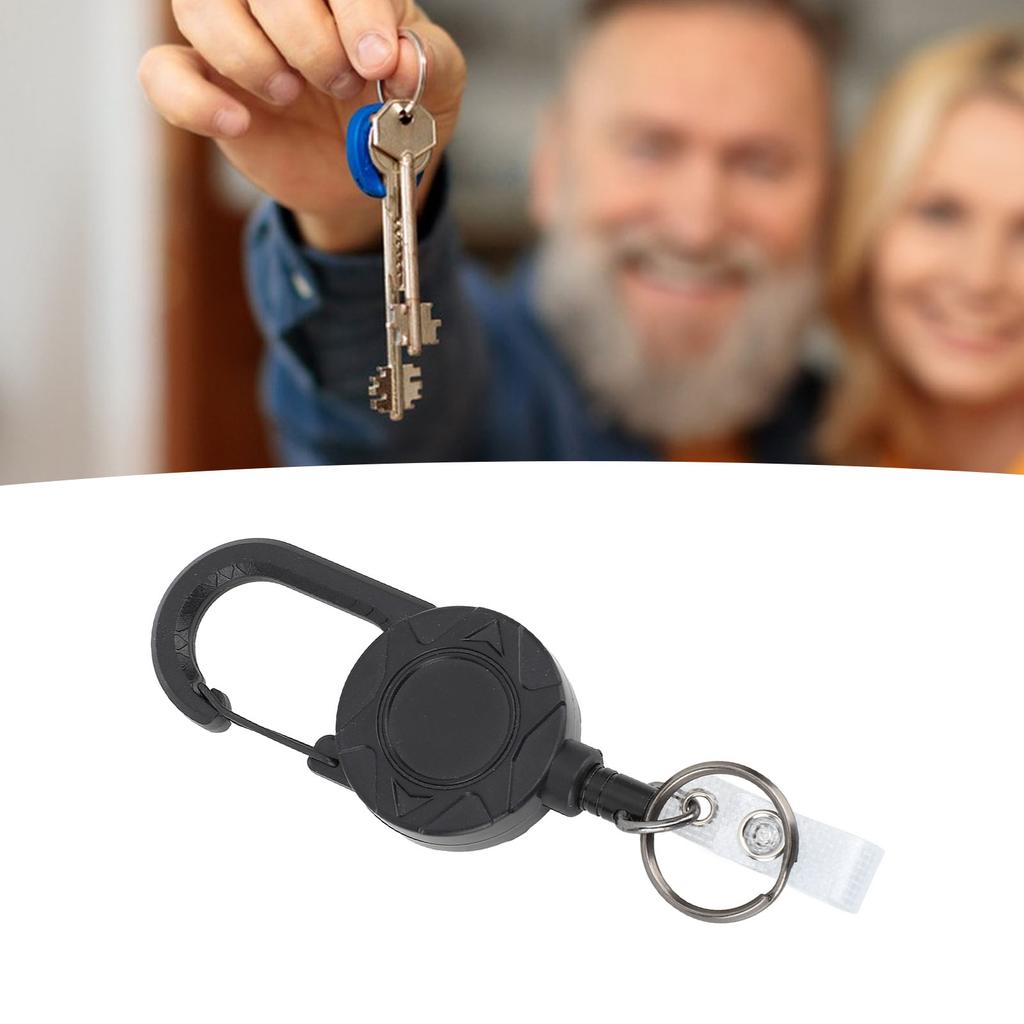 Retractable Keychain Stainless Steel Wire and ABS Magnetic Good Load Bearing 1mm Thick Multitool Buckle Badge Holder