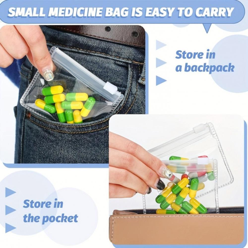 20pcs/set New Reusable Storage Bag with Zipper Plastic Medicine Bags Self-Sealing Portable Self-sealing Bag Storage Containers