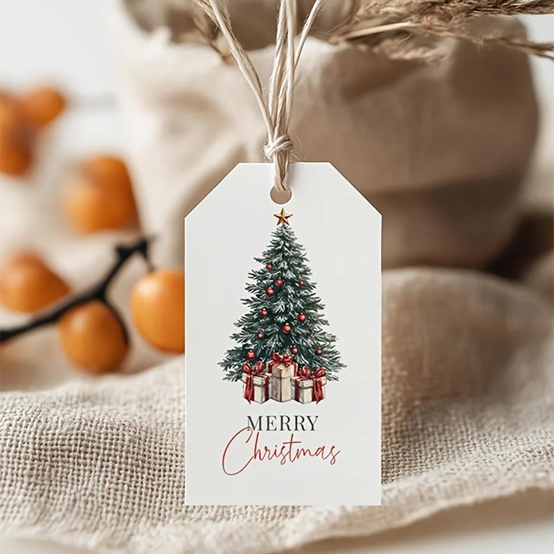 20pcs Christmas Tree Gift Tags with 5m of Twine - Elegant Holiday Hanging Decorations, Festive Greeting Cards for Gift Wrapping