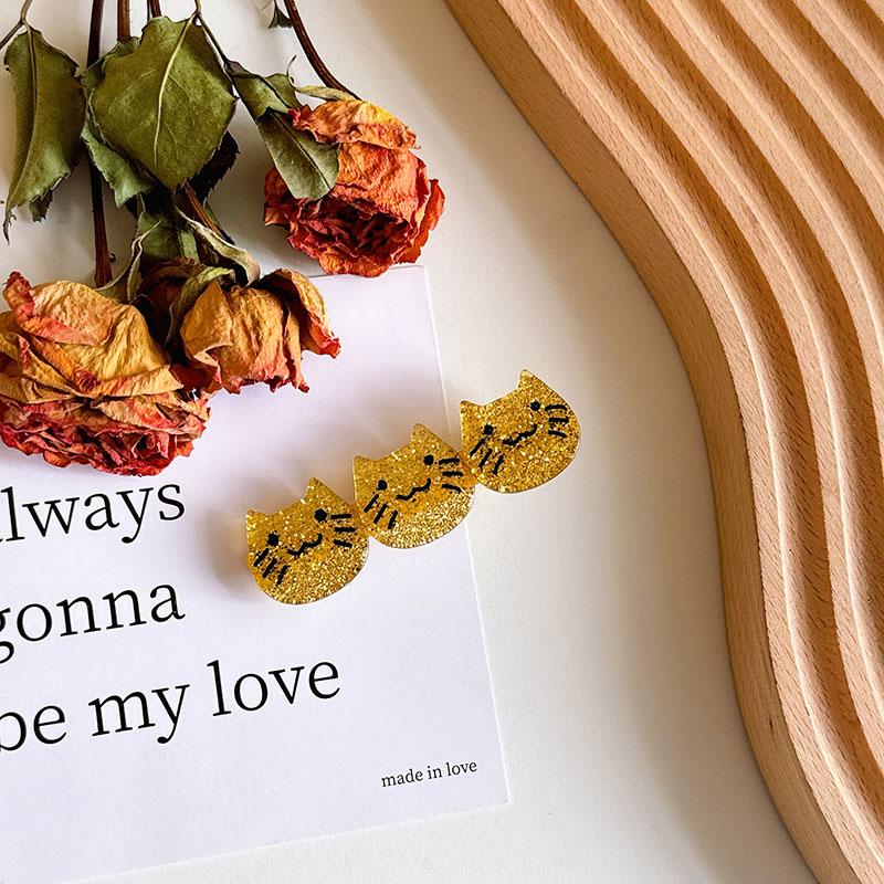 New 6.3cm Three Little Kittens Acetic Acid  Bangs Clip Exquisite Fashion Animal Duckbill Clip Hair Accessories