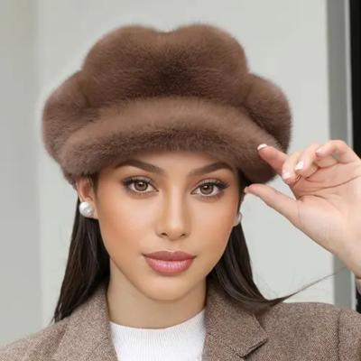 Women's Winter Warm Plush Beret - Soft Octagonal Cloud Design, Lightweight and Comfortable, Fur Bucket Hat, Women's Beret, Women's Winter Hat
