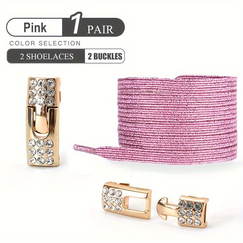 1pair Free-Tie Shoelaces with Rhinestone Buckles, Fashion Elastic Lazy Shoelaces for Sneakers Canvas Shoes Skate Shoes, Women & Men