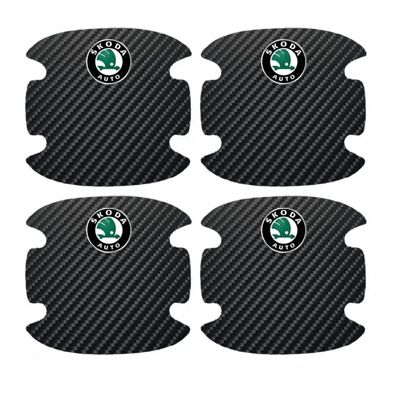 

Car Sticker 4pcs Carbon Fiber Car Door Sticker Door Handle Protection Film for Skodas Octavia Kodiaq Fabia Rapid Superb A5 A7 2 чёрный