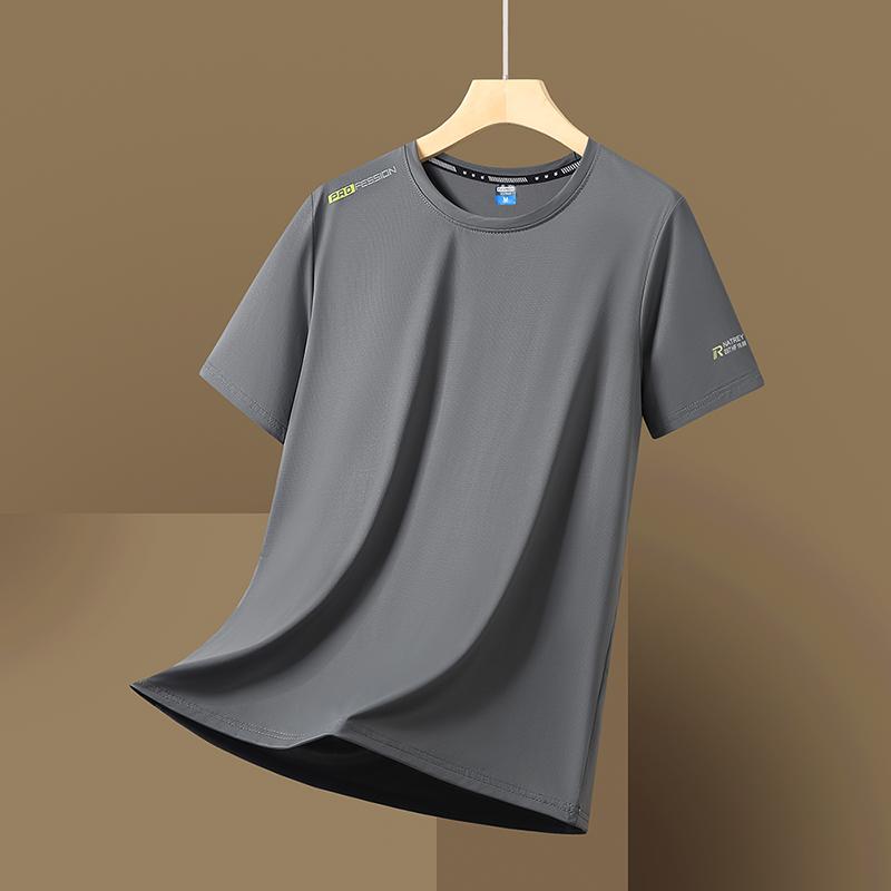 Short-sleeved Thin Ice Silk Short-sleeved Men's Sports Short-sleeved Casual T-shirt Outdoor Casual Sports Quick-drying Short-sleeved Men's Plus Size