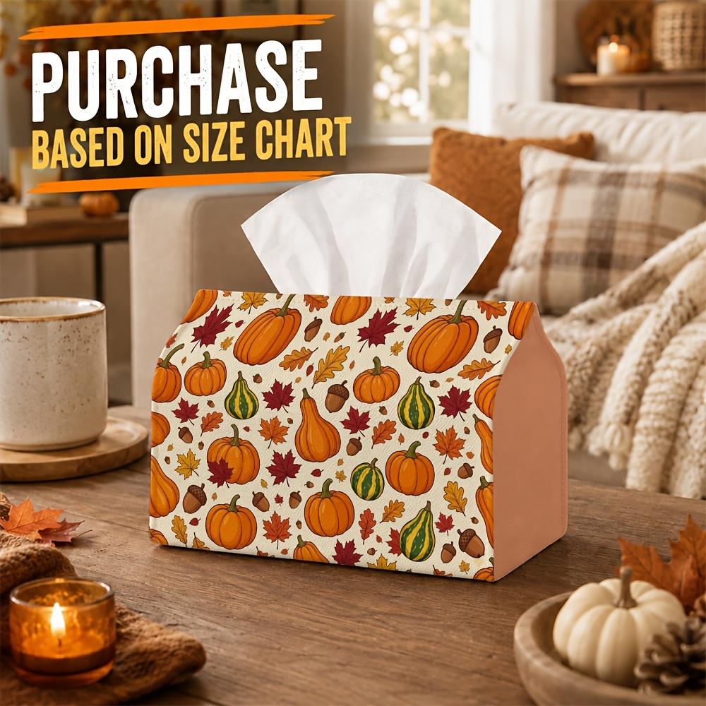 1pc Folk Art Botanical Tissue Box - Pumpkin Gourd Acorn Napkin Storage Box, Suitable for Rolls/facial Tissues/single Sheets,Two Sizes Available for Fa