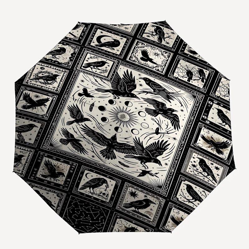 

1PC Crows Raven Umbrella-8-Rib Reinforced, Automatic Open, Lightweight & Durable, Fashion Accessory for Outdoor, Beach L0425