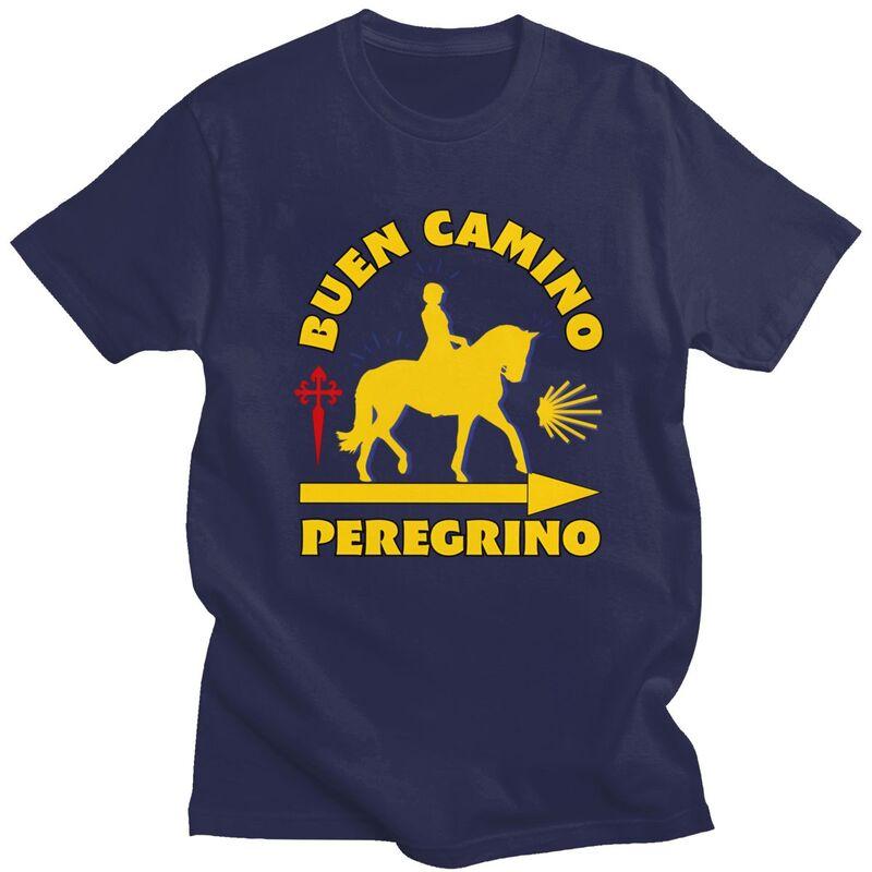 Custom Buen Camino De Santiago Tshirt for Men Short Sleeves T Shirt Fashion Tshirt Slim Fit 100 Cotton Tees Gift Idea