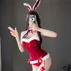 Plush Bunny Girl Christmas Nightgown & Hair Clip Costume Set