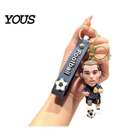 Keychain Charm Pendant, Football Star Figure Key Holder with Exquisite Craftsmanship Lanyard, Bag Pendant for Backpacks Handbags Cars Wallets