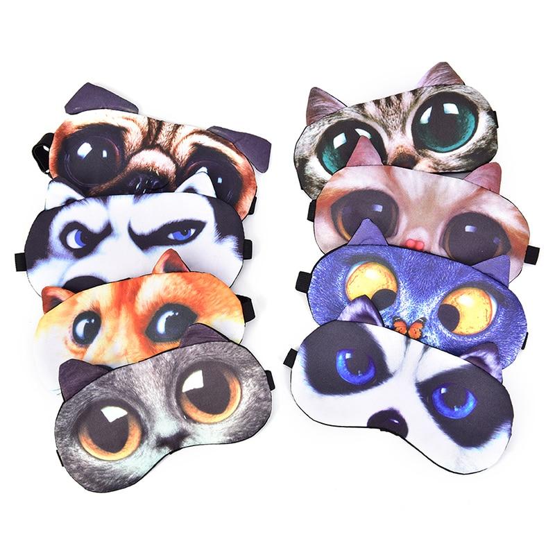 Cute Cat Dog Sleep Mask Natural Sleeping Eye Shade Cover Eye Mask Soft Blindfold Eye Patch Sleep Eyeshade Eye Cover