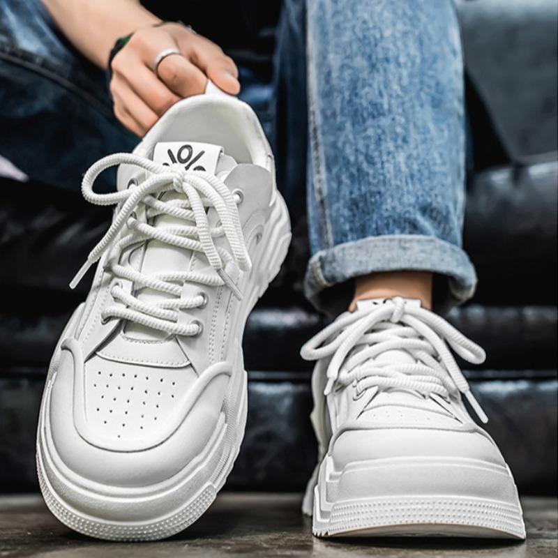 Fashion Man Shoes Luxury Leather Casual Shoes Fashion Thick Soled Sneakers for Men Lace Up Platform Vulcanized Footwear Skateboard Shoes