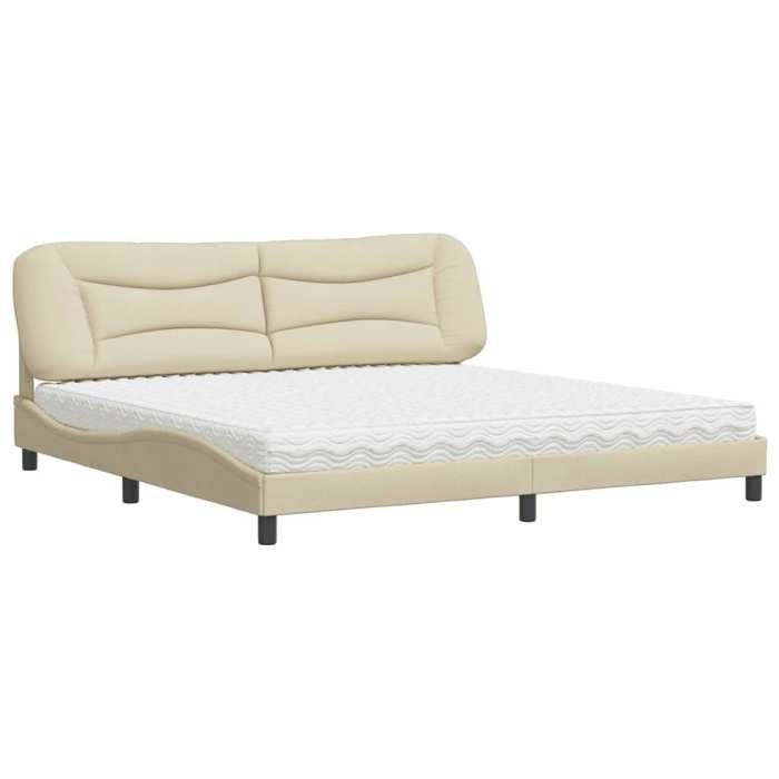 VidaXL Lit avec matelas crème 200x200 cm tissu, meuble de chambre à coucher, lit double, cadre de lit incurvé, sommier, lit 3208560