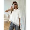 Summer Arrival Women's Oversized Ruffle Print Leopard Print Padded Lacing Loose Fit T-Shirt