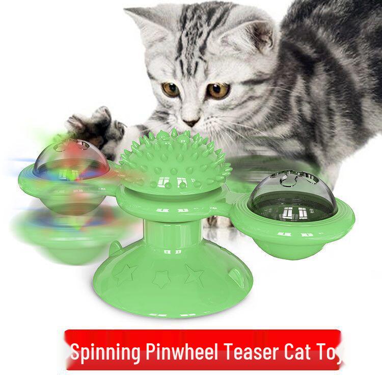 Hot-Selling Windmill Spinning Cat Toy with Scratcher and Fur Remover Brush
