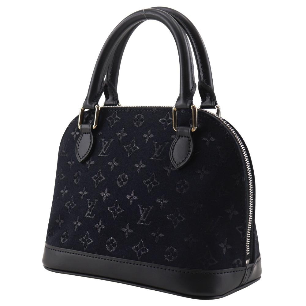 Louis Vuitton Little Alma Handbag M92146 Black Monogram Satin Women Used