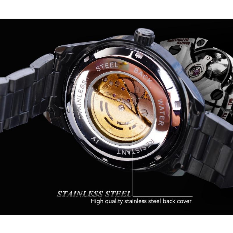 Forsining Men Fashion and Leisure Hollow Blue Glass Waterproof Mechanical Watch