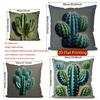 2D Set Of 4 Cactus Themed Decorative Pillow Covers Pattern Cushion Cover Suitable For Sofa Bedroom Car Pillow Cover