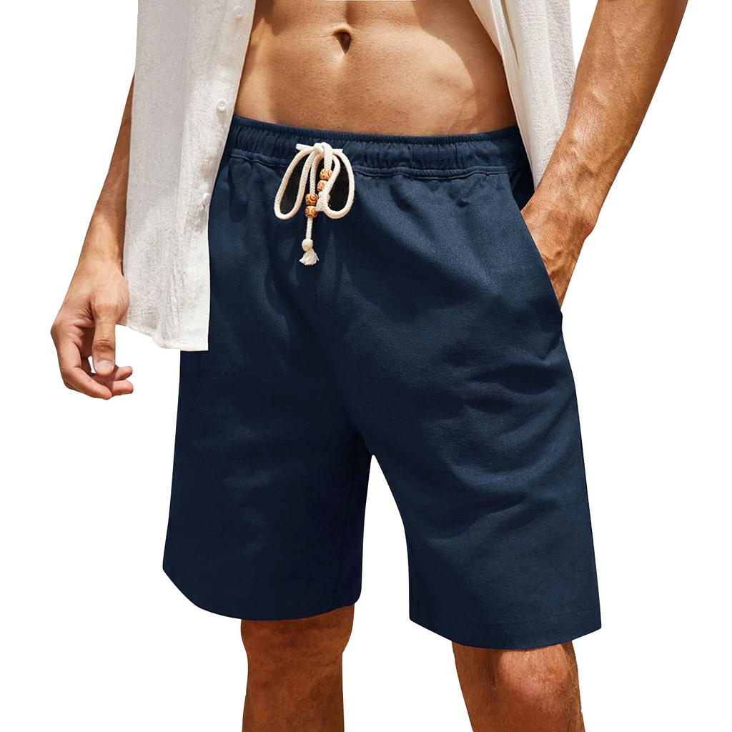 Men's Cotton Linen Casual Shorts Men's Fashionable Beach Shorts