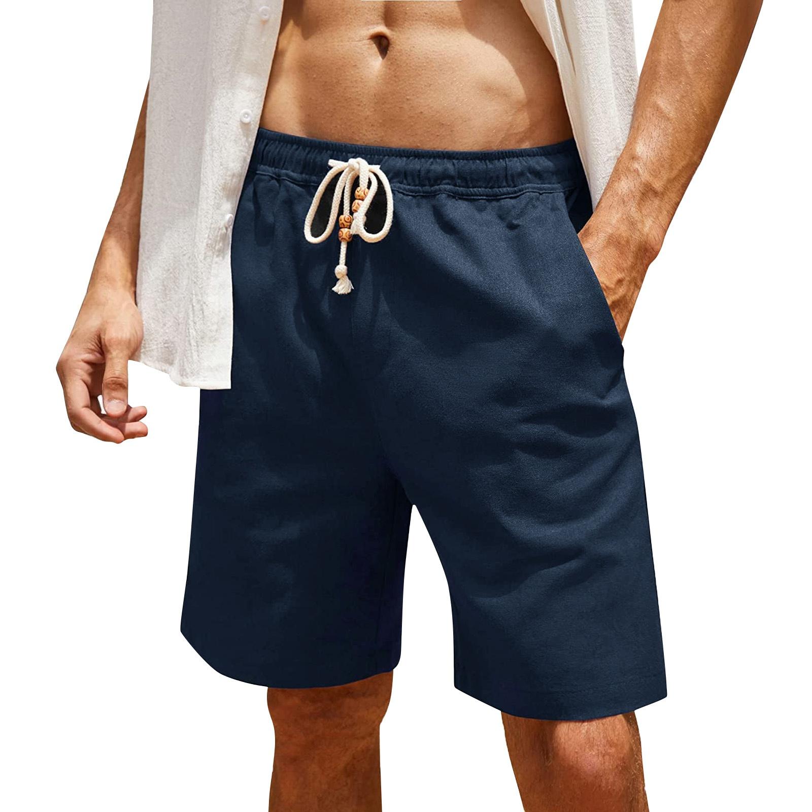 

Men s Cotton Linen Casual Shorts Men s Fashionable Beach Shorts XXXL Темно-синій