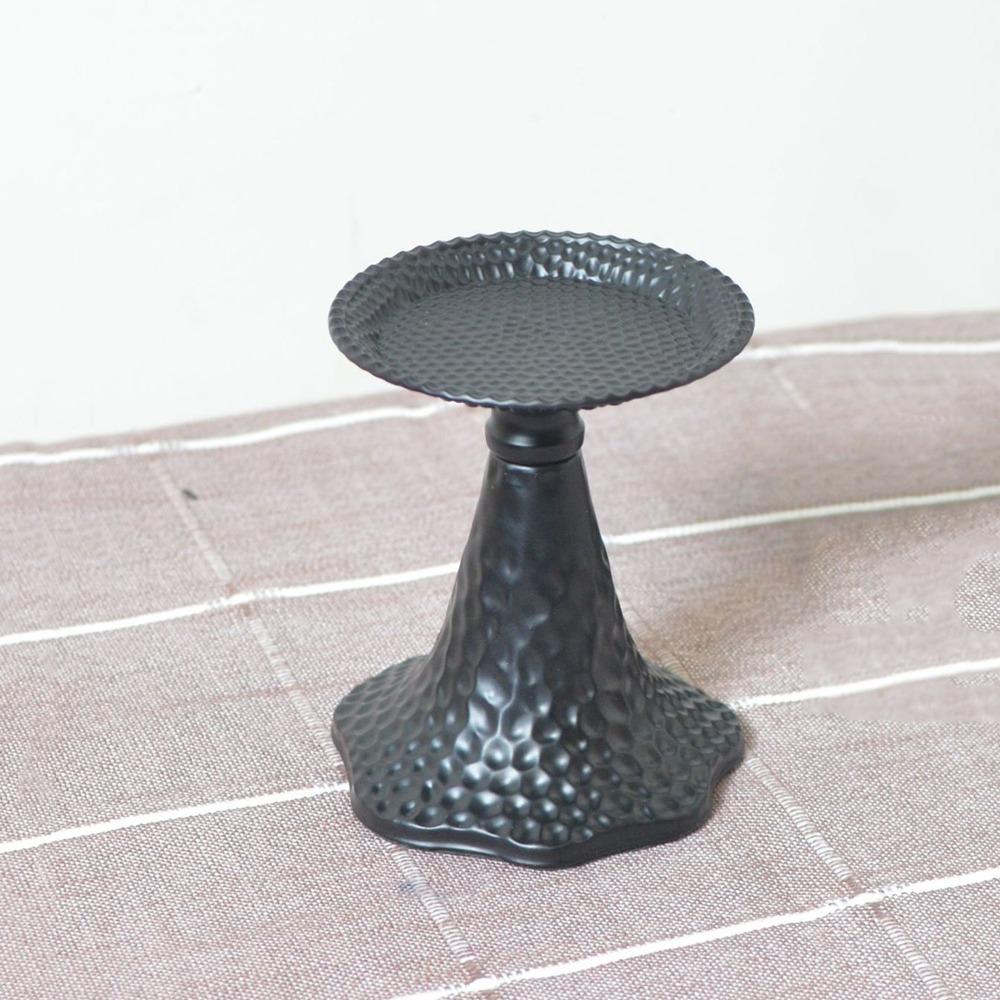 Black Iron Candle Holders Metal Low Profile Design Iron Candlestick Stand Table Decoration Decorative Candle Stand