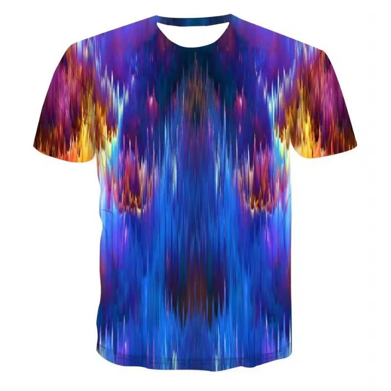 Men's Casual 3D Printed T-shirt O-Neck Fashionable and Fun Three-Dimensional Short Sleeved Plus Size Comfortable Top