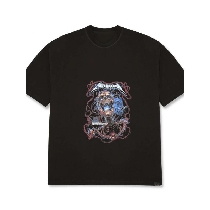 White Oversized T-Shirt with Abstract Artistic Print Featuring Blue and Red Swirls and Text ZETAUDEN for Casual Streetwear Fashion