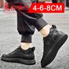 Men's white sneakers with breathable design, Korean style, invisible insole for height increase of 8 cm, men's platform shoes
