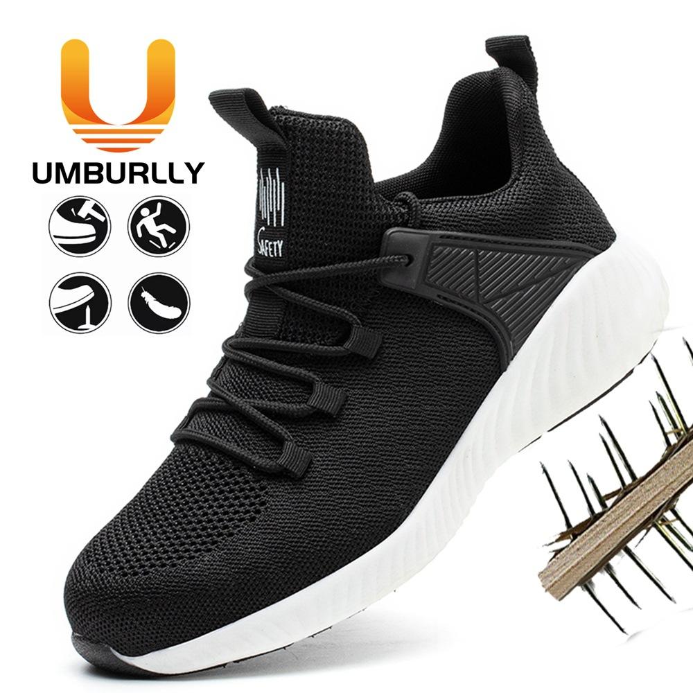 

men s anti-smash and anti-puncture wear summer breathable and lightweight protective safety work shoes flying woven men s shoes Grey * 48