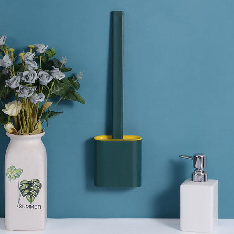 Toilet Brush with No Dead Ends Multi-function with Base Household Dormitory Toilet Brush Wall-mounted Silicone Soft Hair Cleaning Brush Set