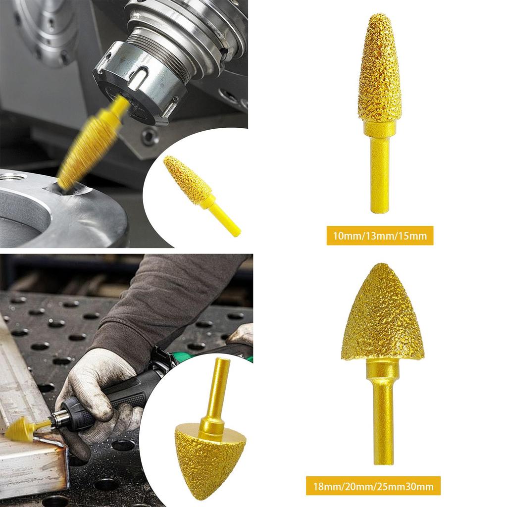 Diamond Grinding Head Burr Drill Bit Grinder Accessory Grinding Bit 6mm Shank for Polishing DIY Craft Stone Carving Metal