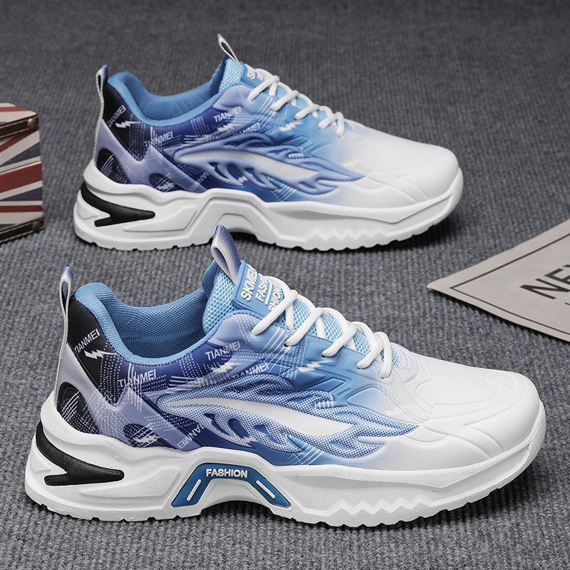 Men's Shoes Summer New Breathable Mesh Sports Shoes Men's Trend Versatile Platform Casual Running Trendy Shoes