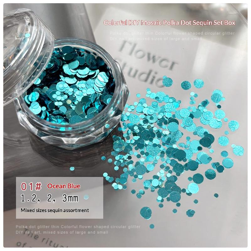 Colorful Sparkling Mini Round Nail Glitter Sequins Wave Point Design Nail Charms Manicure Decor Accessories Nail Art Supplies