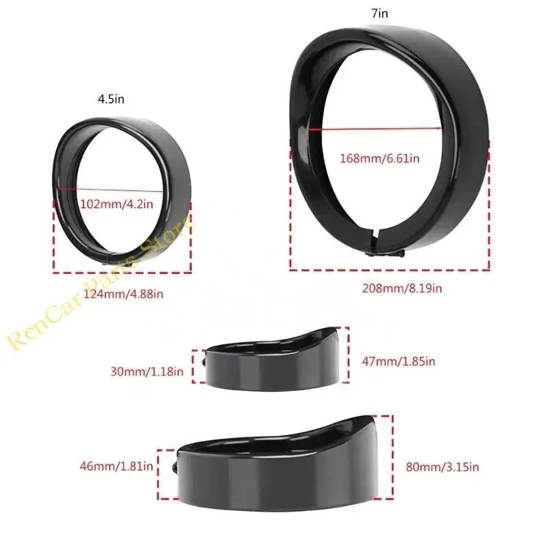 F19A 4.5'' 7" Headlight Visor Trim Rings Head Lamp Decorate Accessories Motorcycle Headlamp Frenched Rings